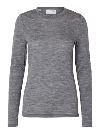 Selected Femme SlfWola LS O-Neck Steel Gray